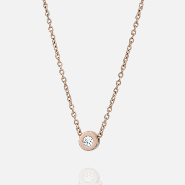 Fio e pendente em ouro rosa com diamante | One