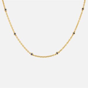 Colar com 8 virolas em ouro com safiras azuis coleção one da Leitão & Irmão