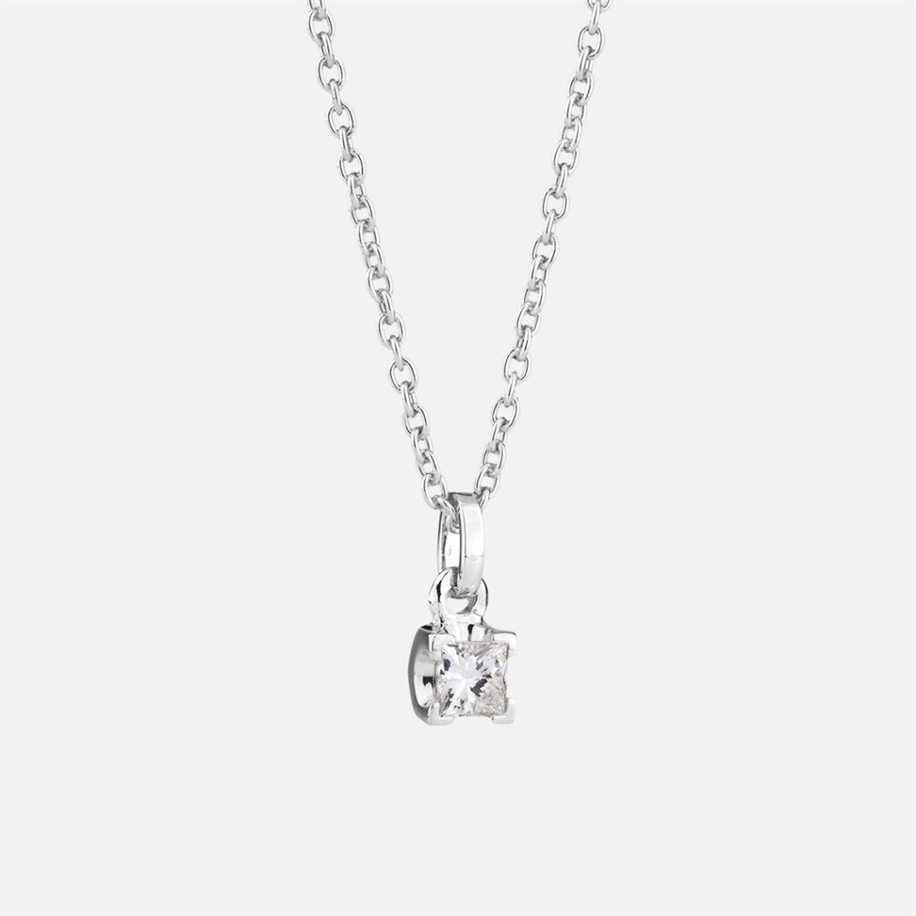 Colar em ouro branco e diamante coleção princess da Leitão & Irmão