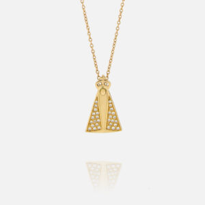 Colar Nossa Senhora de Fátima em ouro e diamantes da Leitão & Irmão