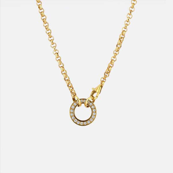 Colar reversível em ouro, de um lado com diamantes do outro com topázios verdes da coleção inverso da Leitão & Irmão