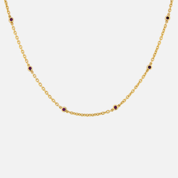 Colar em ouro com 8 virolas com rubis da Leitão & Irmão.