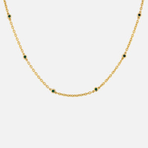 Colar em ouro com 8 virolas com esmeraldas da Leitão & Irmão.