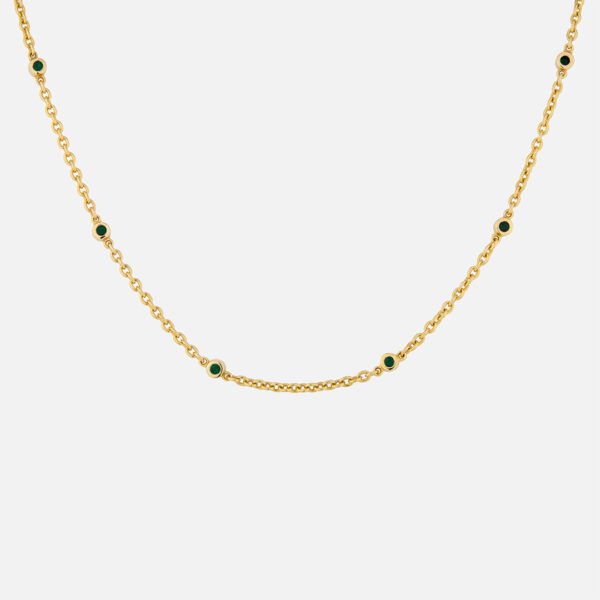 Colar em ouro com 8 virolas com esmeraldas da Leitão & Irmão.