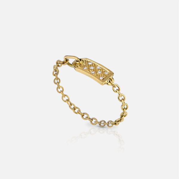 Anel em ouro e diamantes da coleção Tag Me da Leitão & Irmão